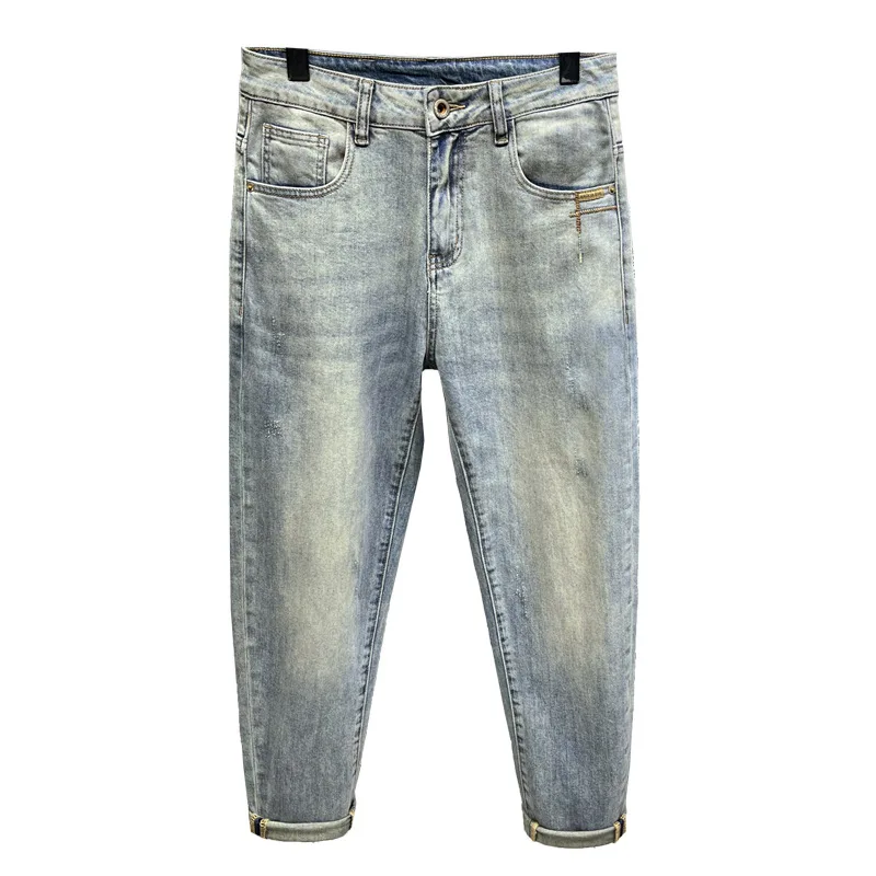 2024 New Product Nostalgic Jeans Men'S Fashion Elastic Straight Fit Versatile Washed Fashion Brand Casual Retro Jeans Pants