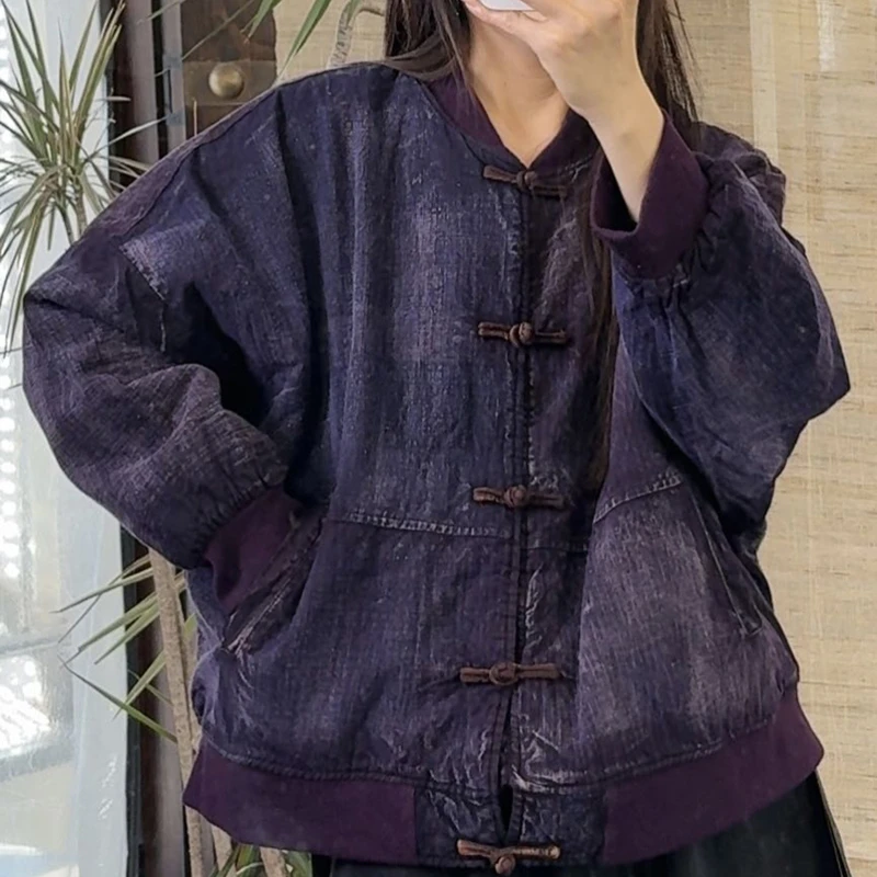 

New Arrival Winter Women Single Breasted Bat Sleeved Long Sleeves Parkas Loose Casual Vintage Warm Thickened Cotton Coats Y154