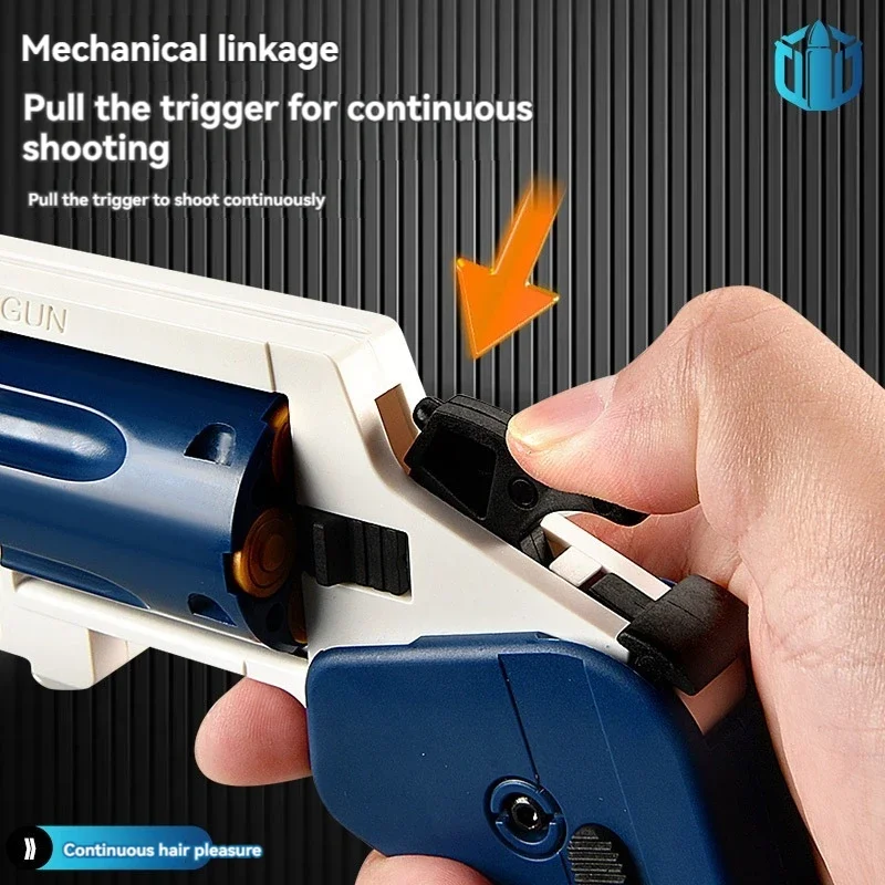 Folding Revolver Gun Shell Throwing Pistol Fidget Anti-stress Gun Weapons Toy Manual Shooting Launcher for Boys Adults Gifts