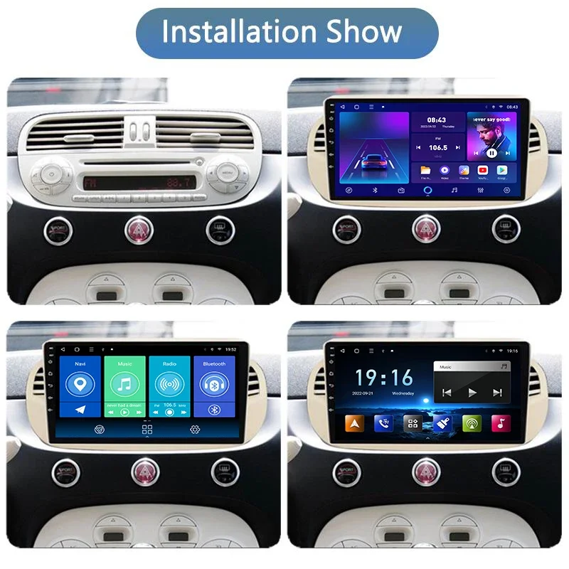 Car Multimedia System for Fiat 500 2007-2015 2 Din Car Radio RDS DSP GPS Navigation Support Carplay/Auto WIFI BT 4G LTE DVR