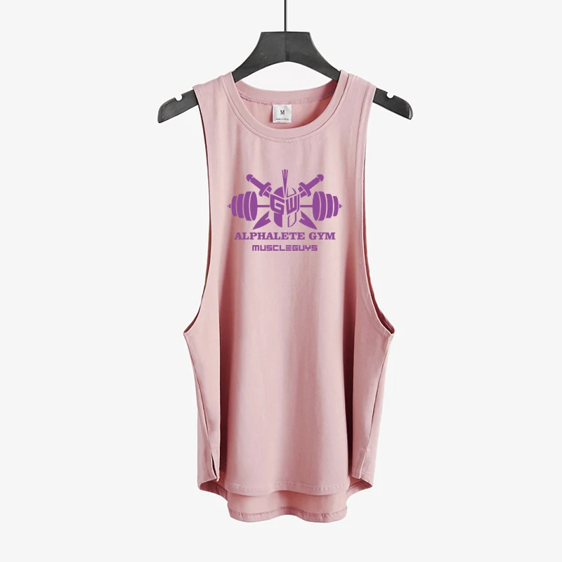 Mens Casual Fitness Muscle Tank Tops Summer Loose Sleeveless Workout Muscle Shirts Gym Bodybuilding Cotton Breathable Singlets