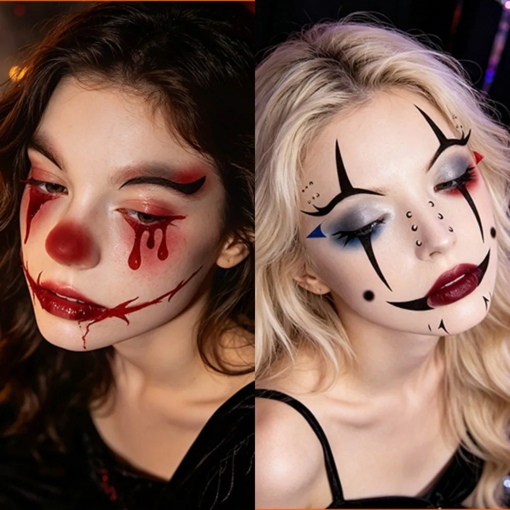 Make Up Joker Face Tattoo Sticker Face Art Waterproof Circus Clown Temporary Tattoo DIY Long Lasting Little Witch Face Sticker