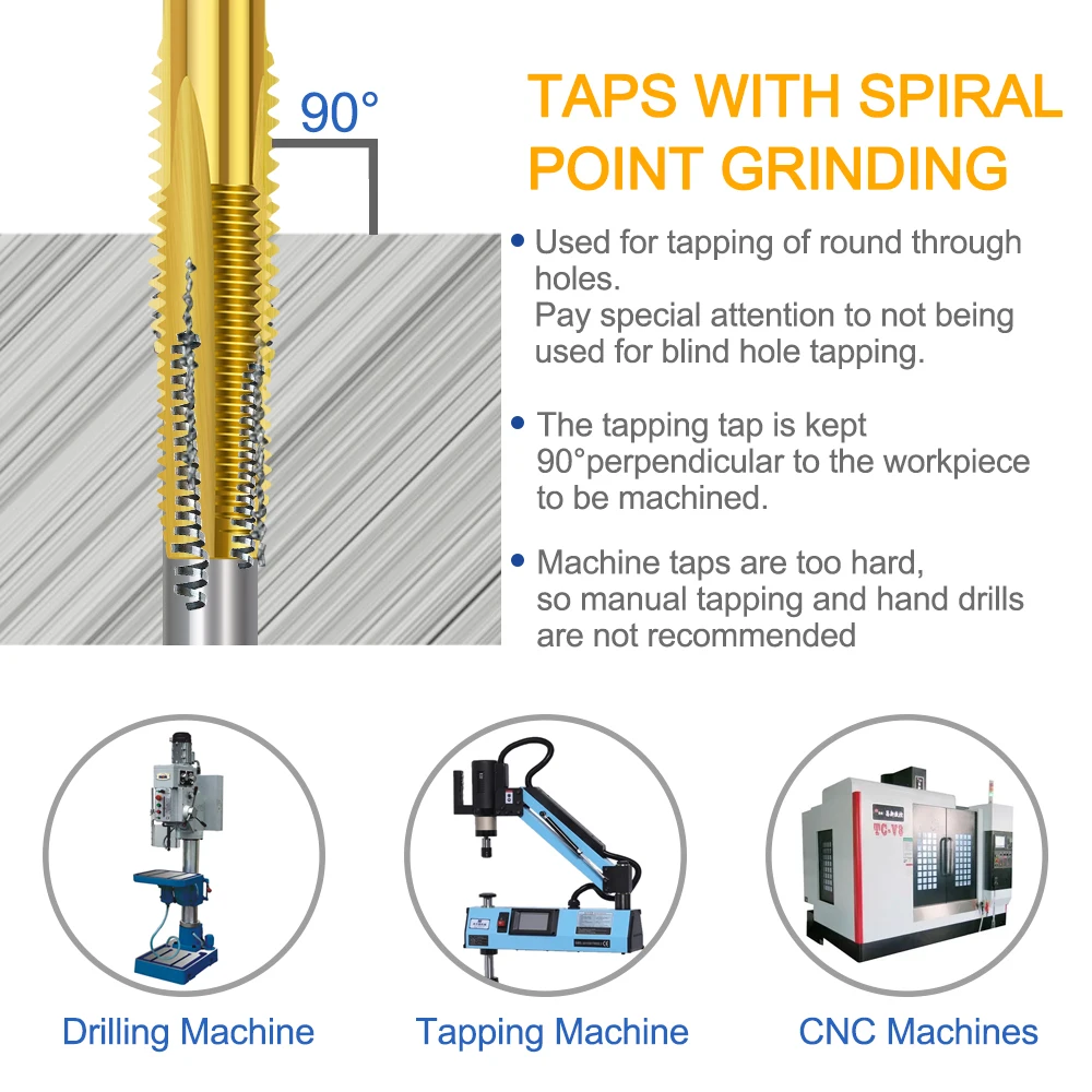 기계 나사 탭 90-150 긴 생크 메트릭 플러그 탭 M2-M12 금속 가공 스레딩 도구 용 HSS 스트레이트 플루트 나사 탭