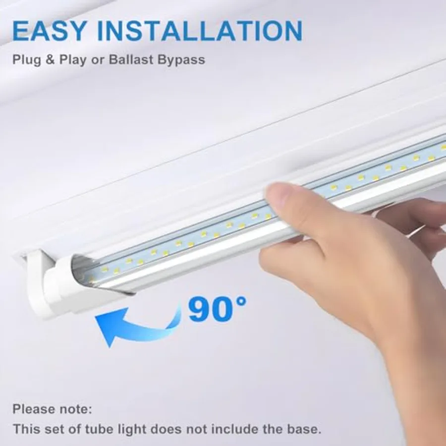 3Feet T8 LED Tube Light, 6000K Cool Bright White, 12 Pack 18W 2520LM high output, double-row LED chips, Type A+B, ETL listed, f - view 4