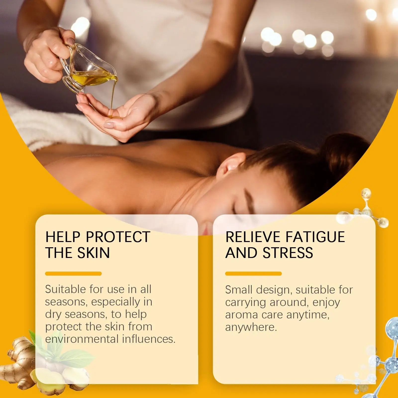 Ginger Massage Oil Lymph Activation Body Oil With Arnica Extract Plant Based Relaxing Skin Care Moisturizing Essential Oil 100ml