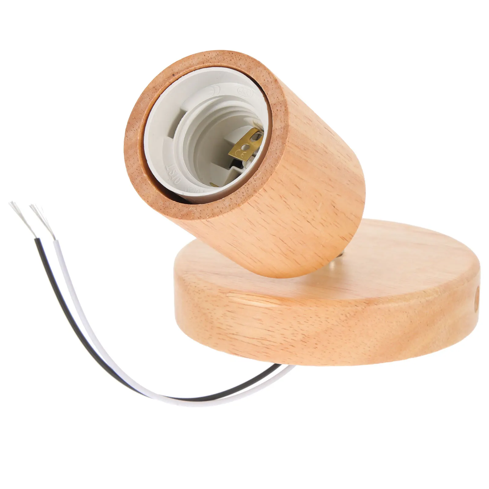 

Wooden Rotating E27 Screw Light Socket Wall Lamp Base Holder Bulb Threaded Adapter Adjustable For Home Industrial Office