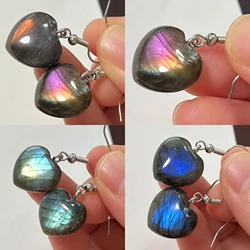 Natural Stone Pink Labradorite Earrings Blue Pendants