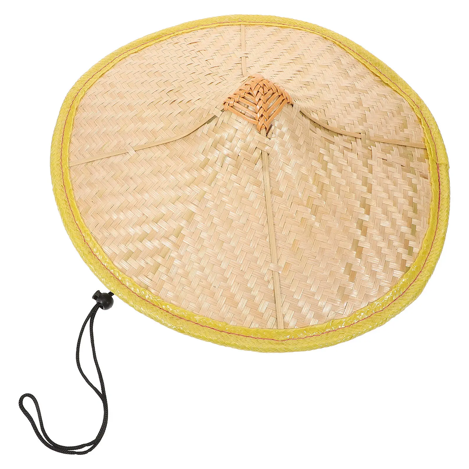 Bamboo Woven Hat Durable Outdoor Rain Proof Fisherman Sun Blocking Cone Hat Traditional Oriental Performance Costume