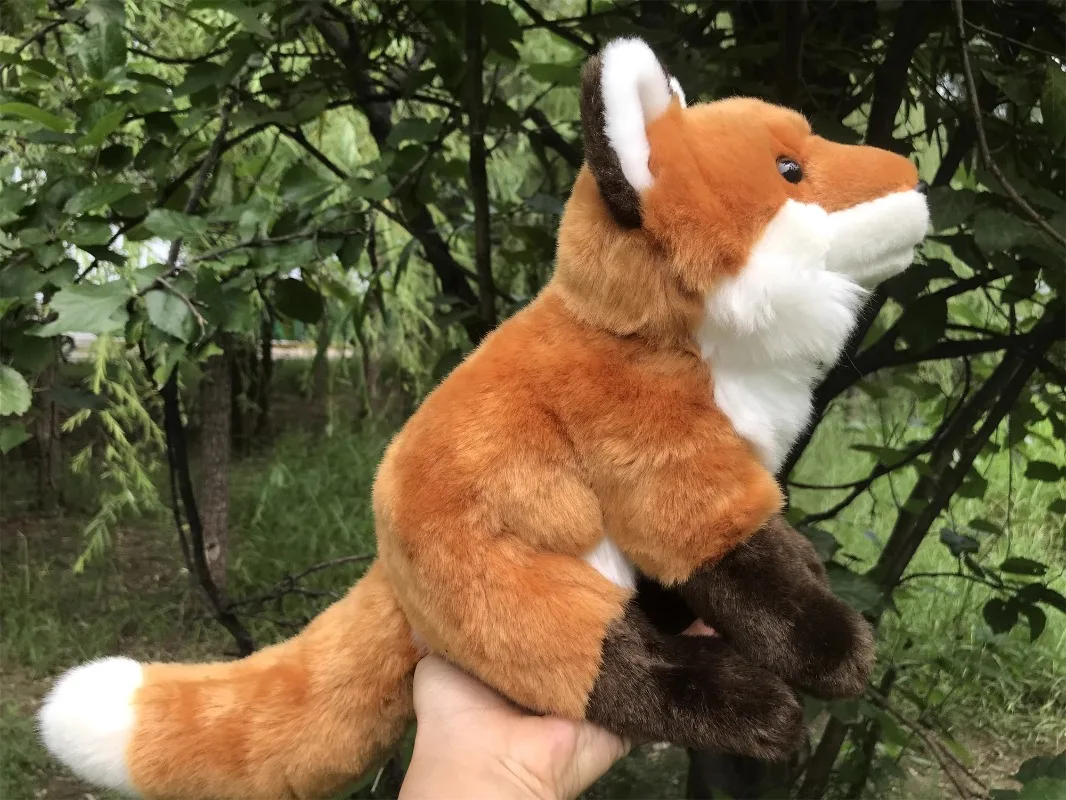 FoxFireF Soft Red Fox Doll Fox Doll Skin Fox Cloth Plush Toy Lifelike Animals Simulation Stuffed Doll Kawaii Toy Gifts