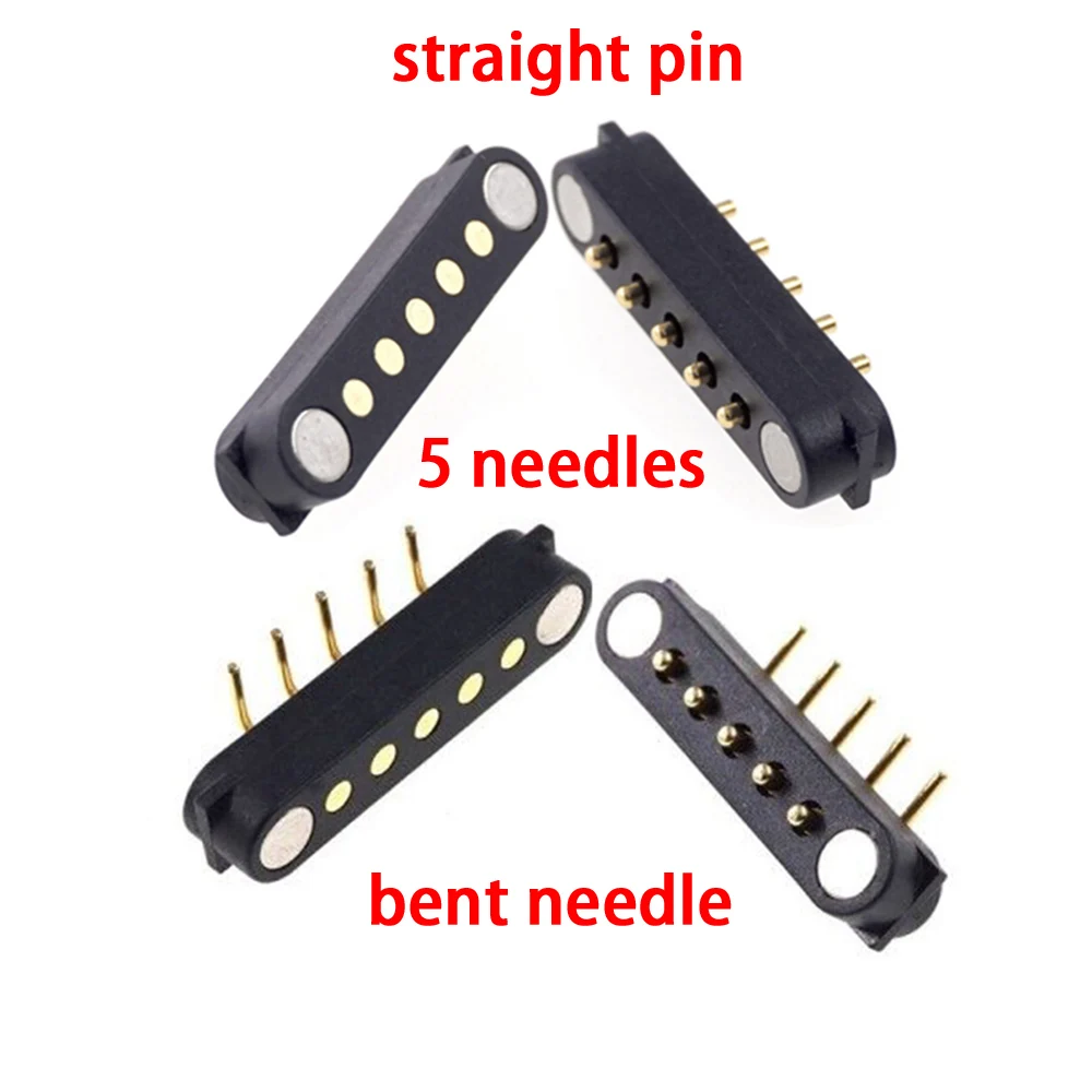 

2 pcs Waterproof DC Magnetic Pogo Pin Connector 5P Pin Spring Pin Magnetic Connector 2.54 mm Male and Female Contact Strip