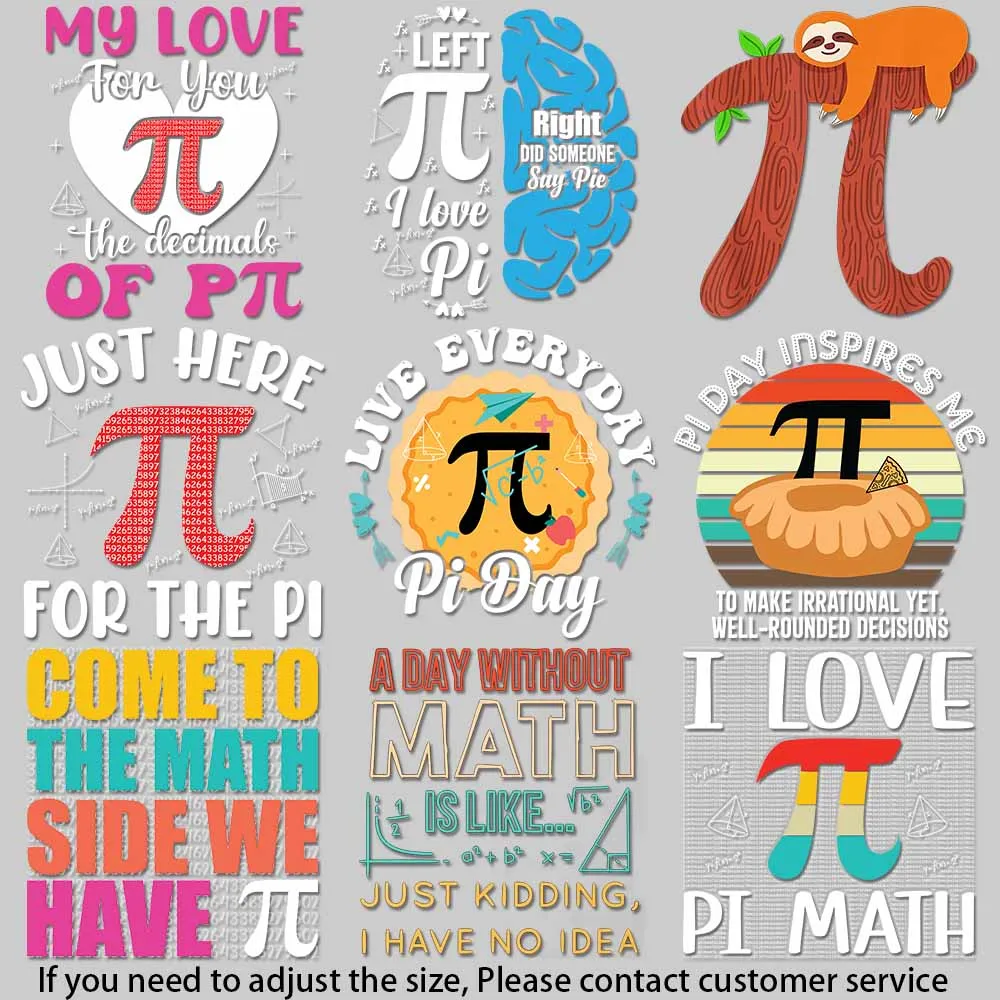 

Fun Pi Day Visual Math - inspired Art heat transfer patches for clothes Whimsical design Durable Heat Transfer Prints DIY Craft
