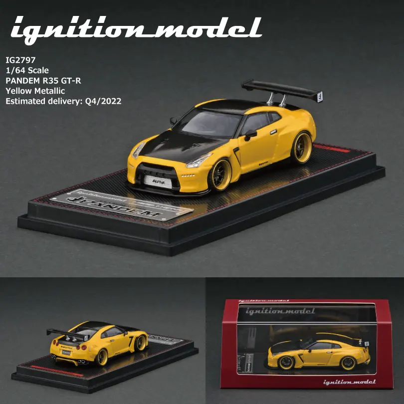 

Модель зажигания IG 1:64 nissan GT-R R35 Pandem, желтая литая модель автомобиля, детские игрушки, подарок