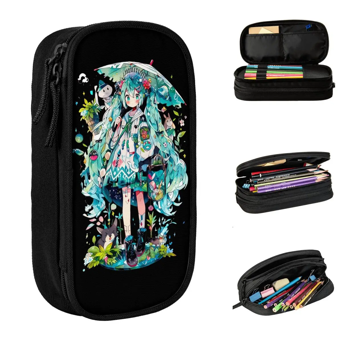 

Милые пеналы Hatsune Miku Vocaloid, модная сумка-держатель для ручек, детские большие вместительные офисные подарочные пеналы