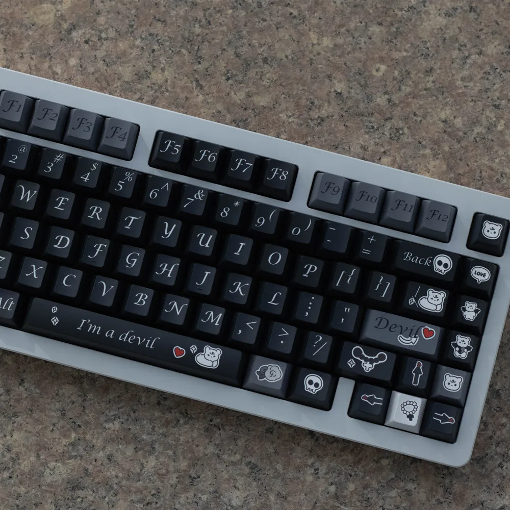 Devil Style Custom Keycap Cherry Profile DYE Sublimation PBT 143 Keys/Sets ISO Enter For GH60 RK61 75 RK87 Mechanical Keyboard
