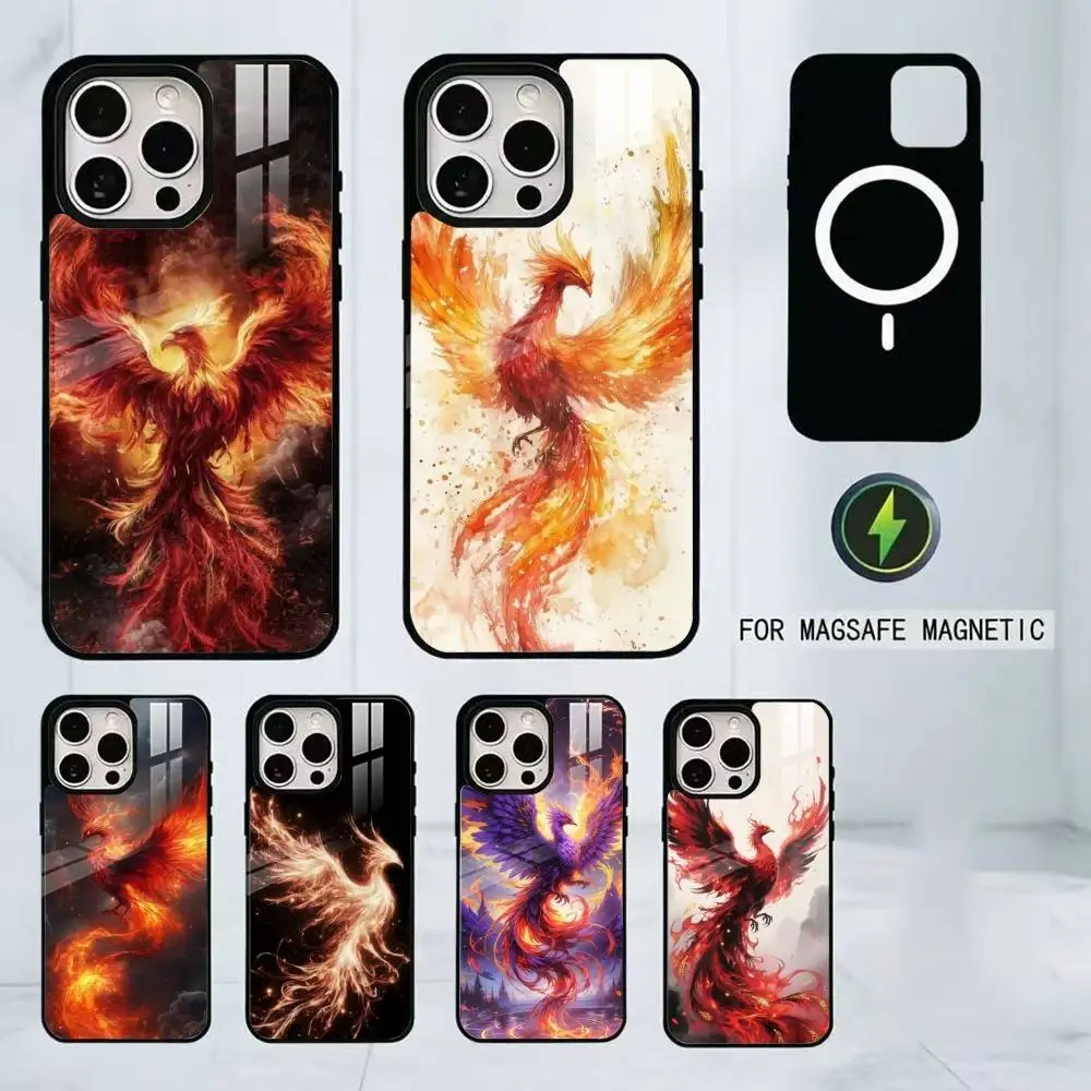 

Cool P-Phoenix Phone Case For iPhone17,16,15,14,13,12,11 Plus,Pro Magnetic For Magsafe Wireless Charging