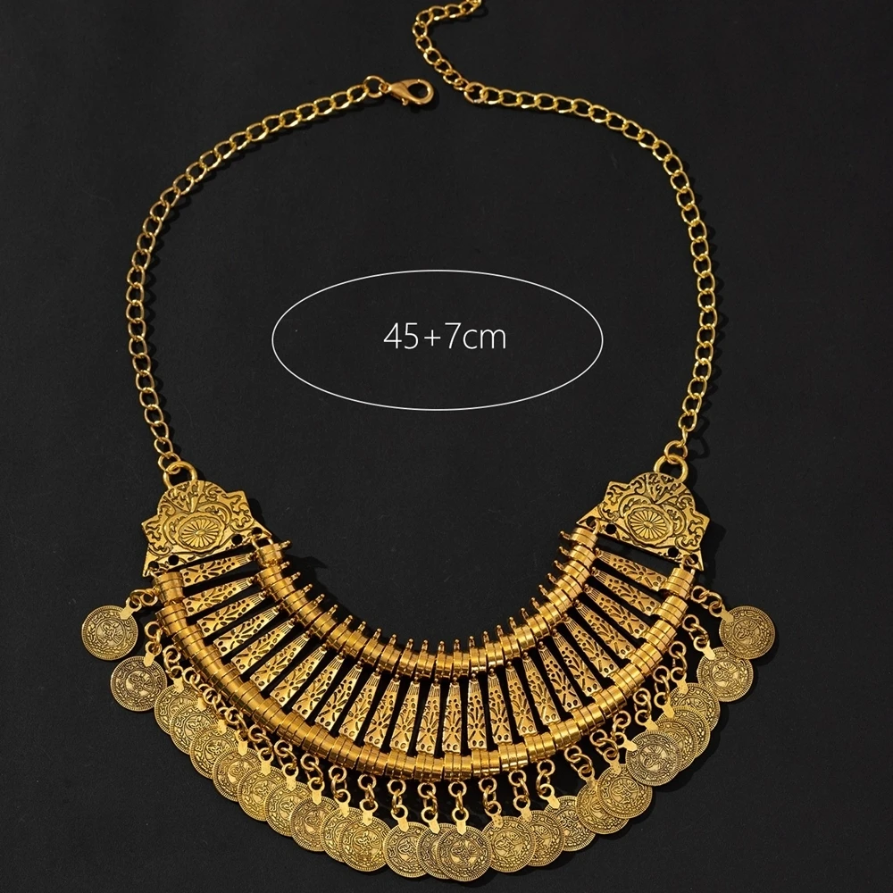 بوهو العرقية خمر العتيقة عملة معدنية شرابة بيان قلادة للنساء الاتجاه 2024 مجوهرات القبلية الأفغانية التركية