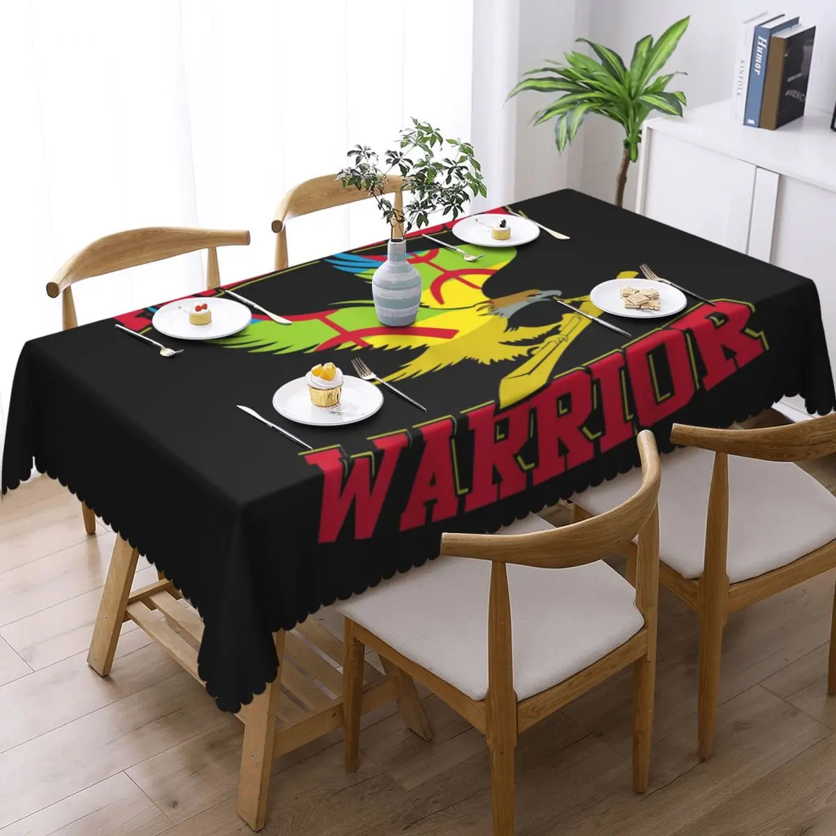 Custom Amazigh Warrior Kabyle Berber Amazigh Flag Gift Rectangular Tablecloth Waterproof  Geometry Carpet Berber Table Covers