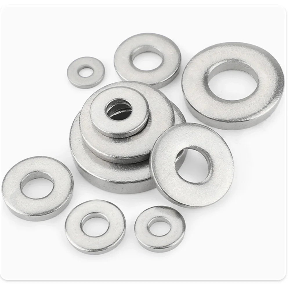 1/2/5/10/20/50/100 Pcs 304 Stainless Steel Flat Washers Plain Gasket Pad Ringthick 1mm-10mm M3 M4 M5 M6 M8 M10 M12 M14 M24 M30