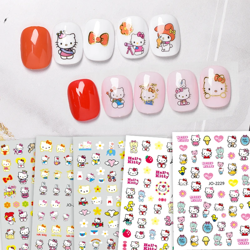 1PCS Sanrio Kurome Cartoon Nail Art Stickers Nail Slider Cute Hello Kitty Melody Cinnamoroll 3D Nail Stickers Nail Accessories