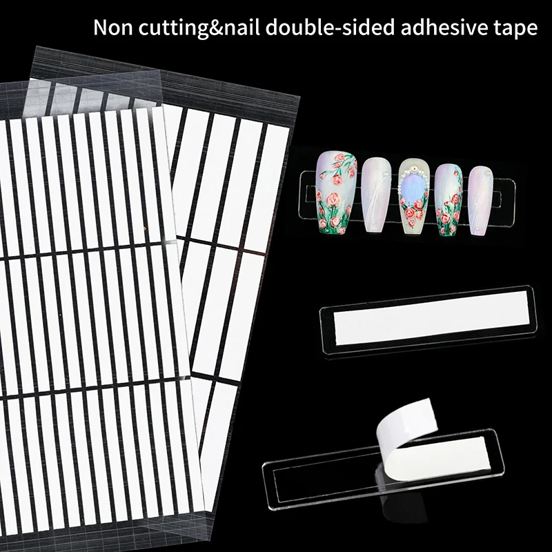 Clear Nail Adhesive Tape False Nails Display Stand Glue Stickers Double-sided Pasted No Cutting Required Manicure Practice Tools