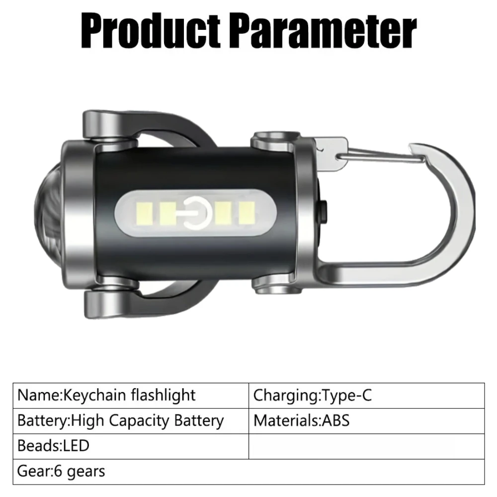 قوية COB مصباح ليد جيب المفاتيح USB قابلة للشحن معلقة مصباح يدوي محمول مقاوم للماء كيرينغ التخييم المشي مصباح الجيب