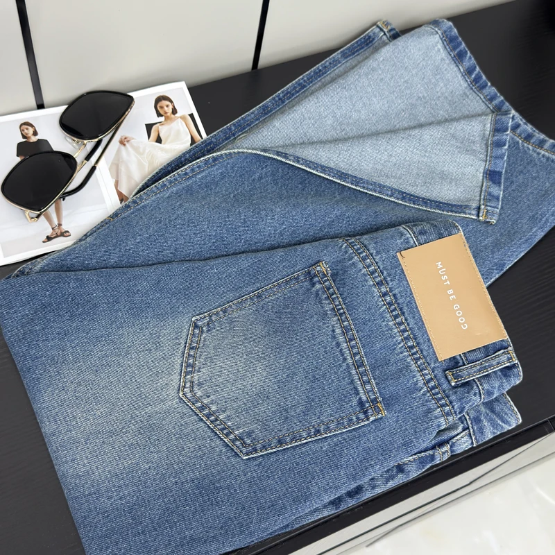 

Юбка трапециевидной формы с высокой талией, ретро-дизайн, утягивающий эффект, джинсовая юбка с разрезом Ba, женская летняя юбка из высококачественного материала