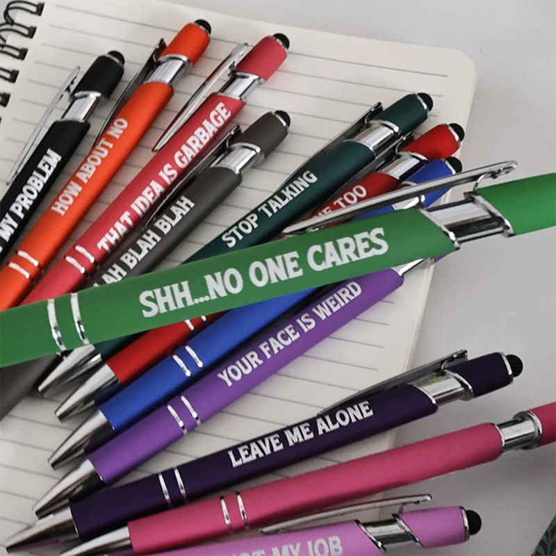 77JC Funny Pens Fun Pen Funny and Inspirational Copywriting Pen Set Black Touchmonitor Ballpoint Pen (12 Count Set)