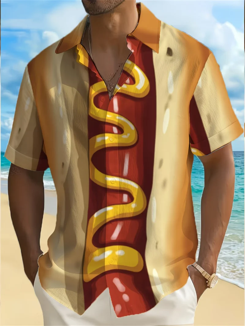 Novelty Popcorn Hawaiian Man Shirts Fresh Popcorn