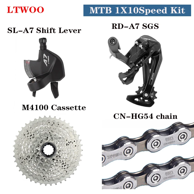 

LTWOO 1X10Speed Mountain Bike Derailleurs Groupset SL-A7 Shift Lever RD-A7 Rear Derailleurs HG54/VG10 10V Chain M4100 Cassette