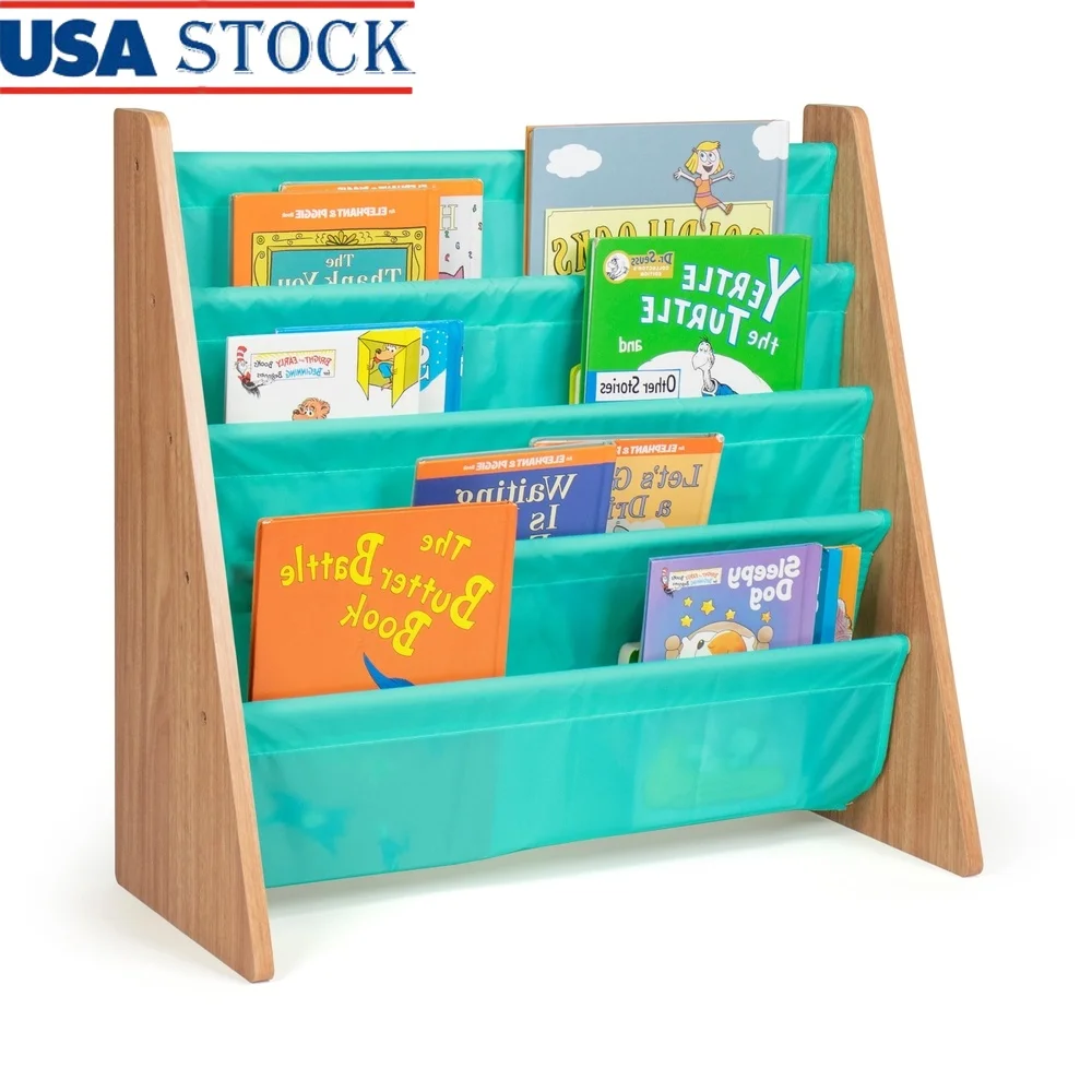 

Kids 4 Tier Bookshelf Sturdy Engineered Wood Book Storage Easy Assembly Space Saving Compact Design Toddlers