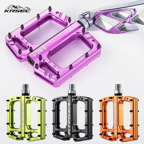 Imagen 1 del producto Pedales de Bicicleta KRSEC - Plataforma Ancha Antideslizante con 3 Rodamientos de Aleación de Aluminio, Universales para Bicicletas de Montaña y Carretera