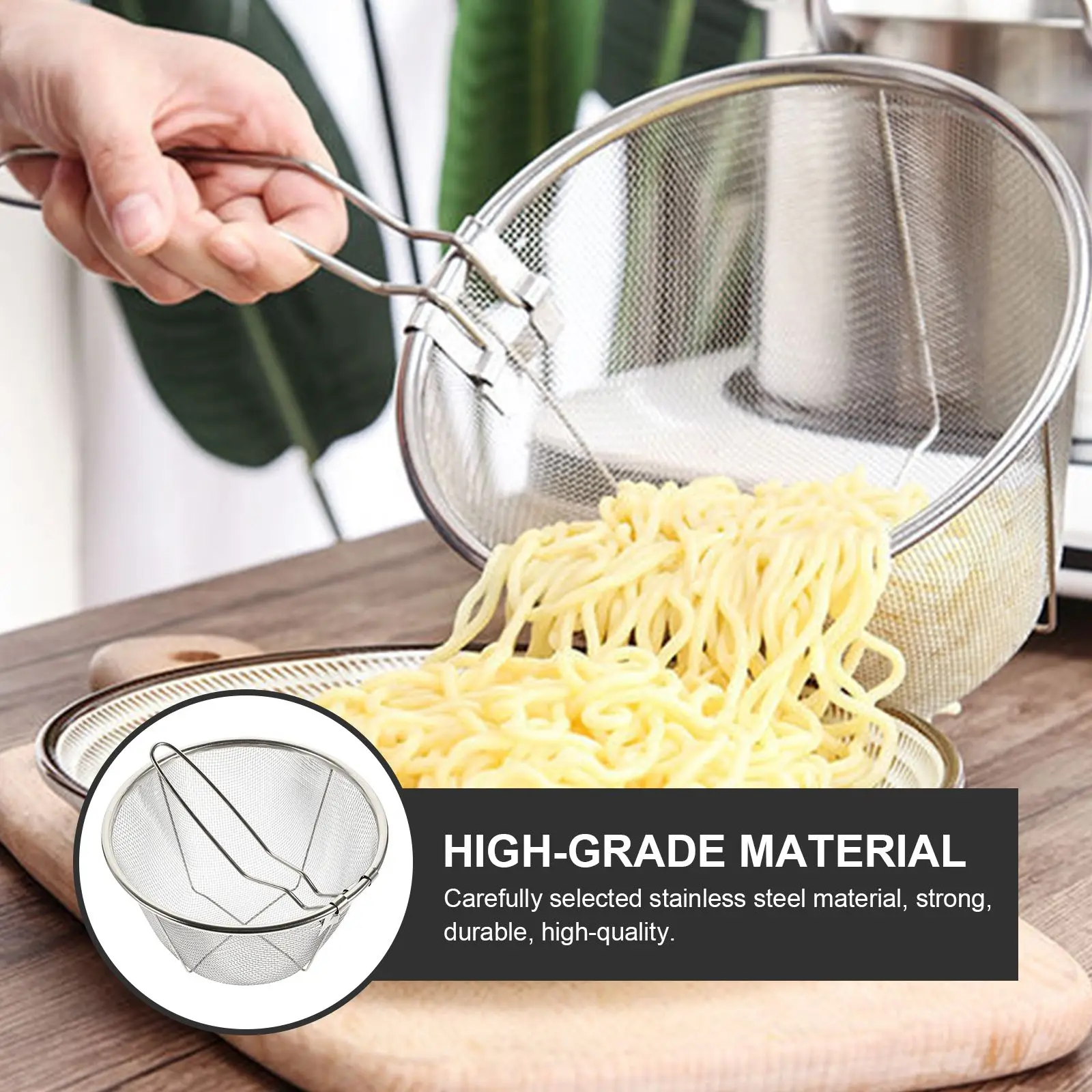 Frying Basket Stainless Steel Strainer Multi-purpose Tool for Potatoes Fine Mesh Easy Use Prevent Scald Oil Drain