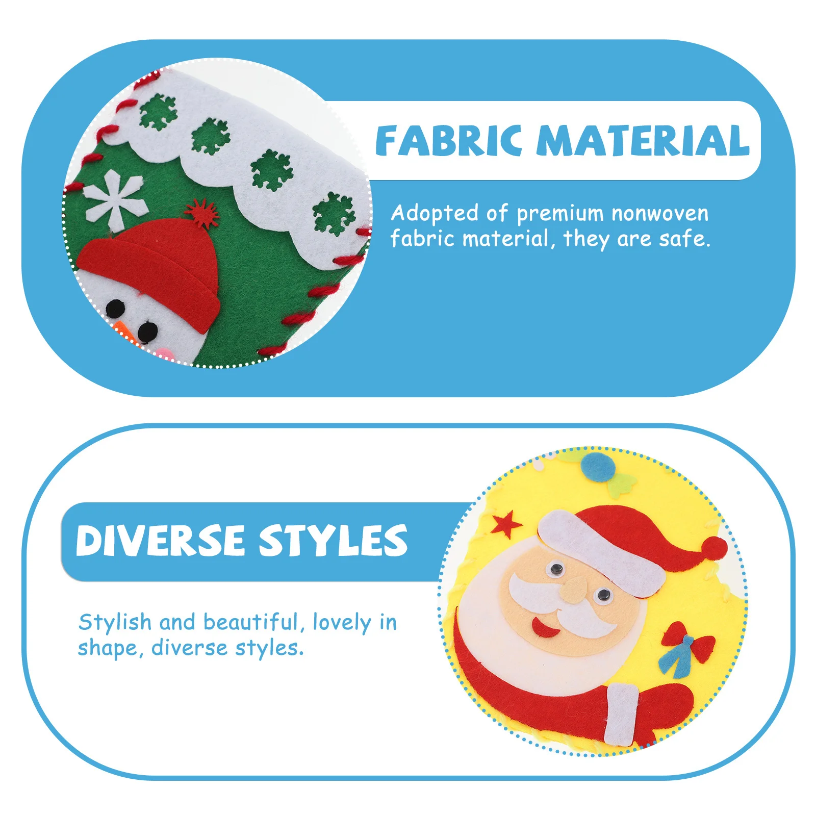 10Sets Christmas Stocking Material Kit Premium Non-Woven Fabric DIY Gift Bag for Kids Handmade Sewing Craft Holiday Decoration