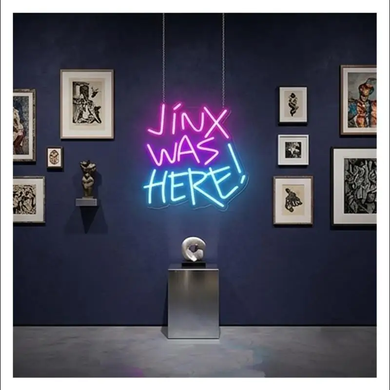 Jinx Was Here Neon Signs, USB Powered Adjustable Brightness Letter Light Suitable For Party Home Decor 40cmx40cm
