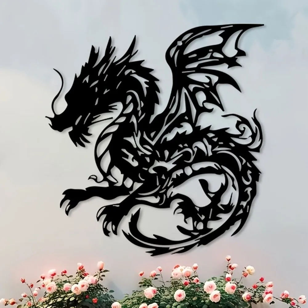 CIFBUY Metal Wall Art Forged Dragon Iron Sculpture Mythology Lover Gift Garden Patio Home Hanging Decoration Ornament