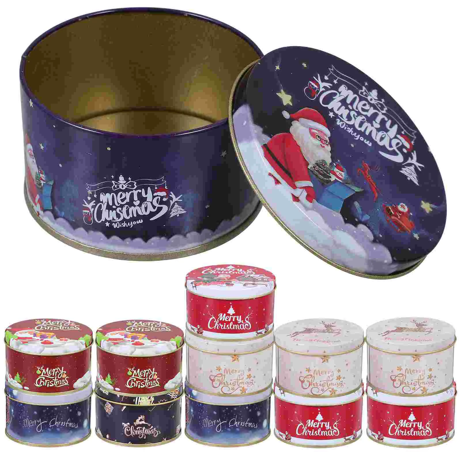 

12 Pcs Small Cookie Tin Christmas Candy Jar Jars Chocolate Containers Cake Tinplate Gifts Boxes