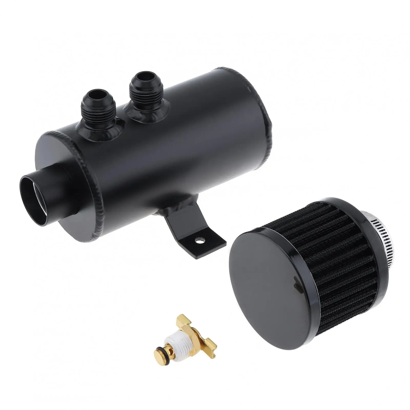 750ML Universal Aluminum AN10 Oil Catch Can Exhaust Reservoir Tank with Breather Filter / Valve for  3/8 NPT