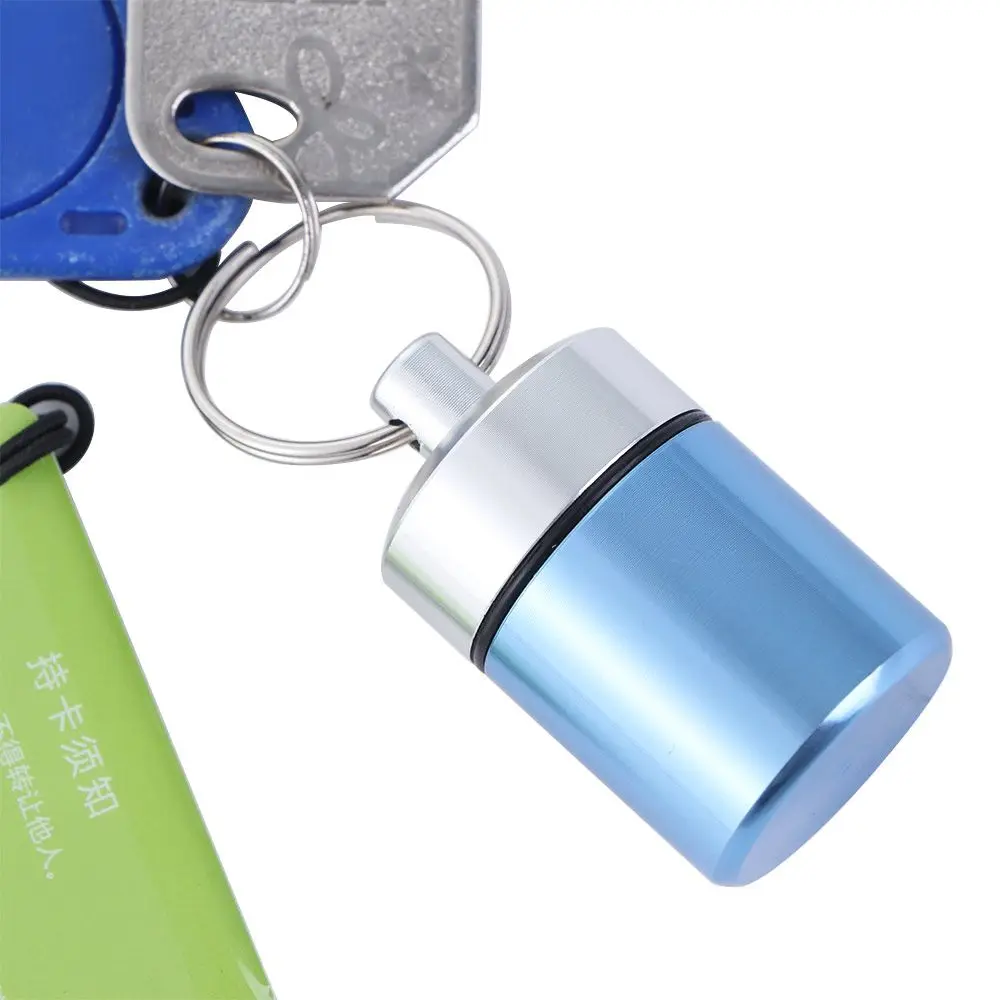 

Aluminium Outdoor Bottle Camping Travel Storage Case Keychain Container Pill Box Case Metal Pocket Pill Case