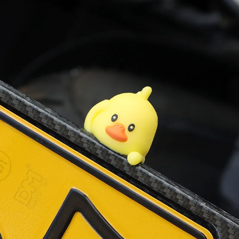 Cute Cartoon Animal Car Ornament 3D PVC Doll Motorcycle Rearview Mirror Decor Husky Shiba Inu Lucky Cat Duck Figurine Auto Dashb