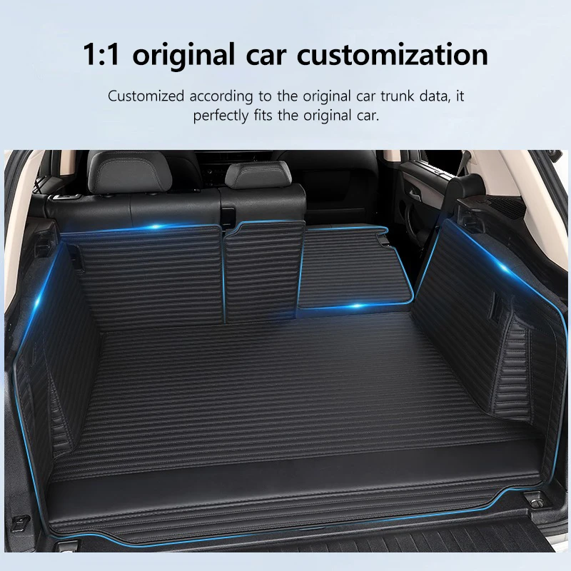 NovaAcc PU Leather Trunk Mats For Tesla Model Y 2017 to 2024 Model 3 2021 to 2024 Cargo Liner Thickened Sponge Car Accessories