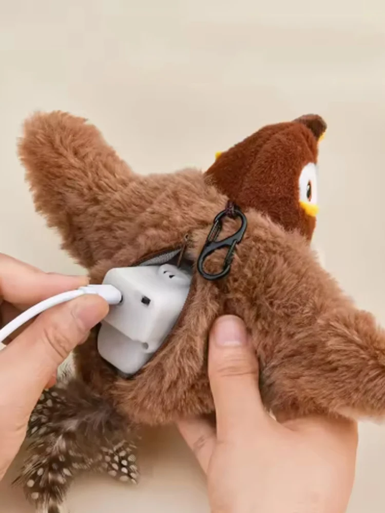 Nieuwe gesimuleerde vogel-katten speeltje interactief speelgoed hond oplaadbaar piepend flapperend vogeltje (niet vliegend) aanraakgeactiveerd pluche speelgoed huisdier - afbeelding 2