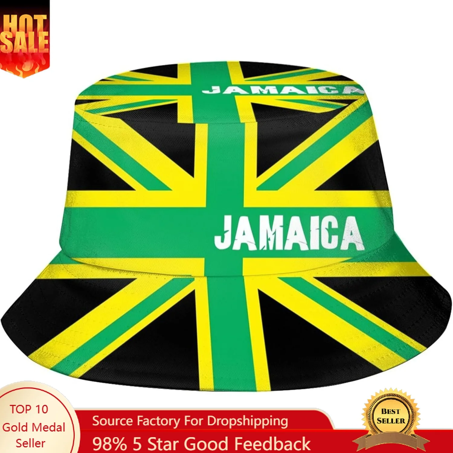 

Jamaica flag Hat Men Women Bucket Hats Packable Fisherman Cap Fashion Sunhat Dad Hat Trucker Caps for Beach Travel