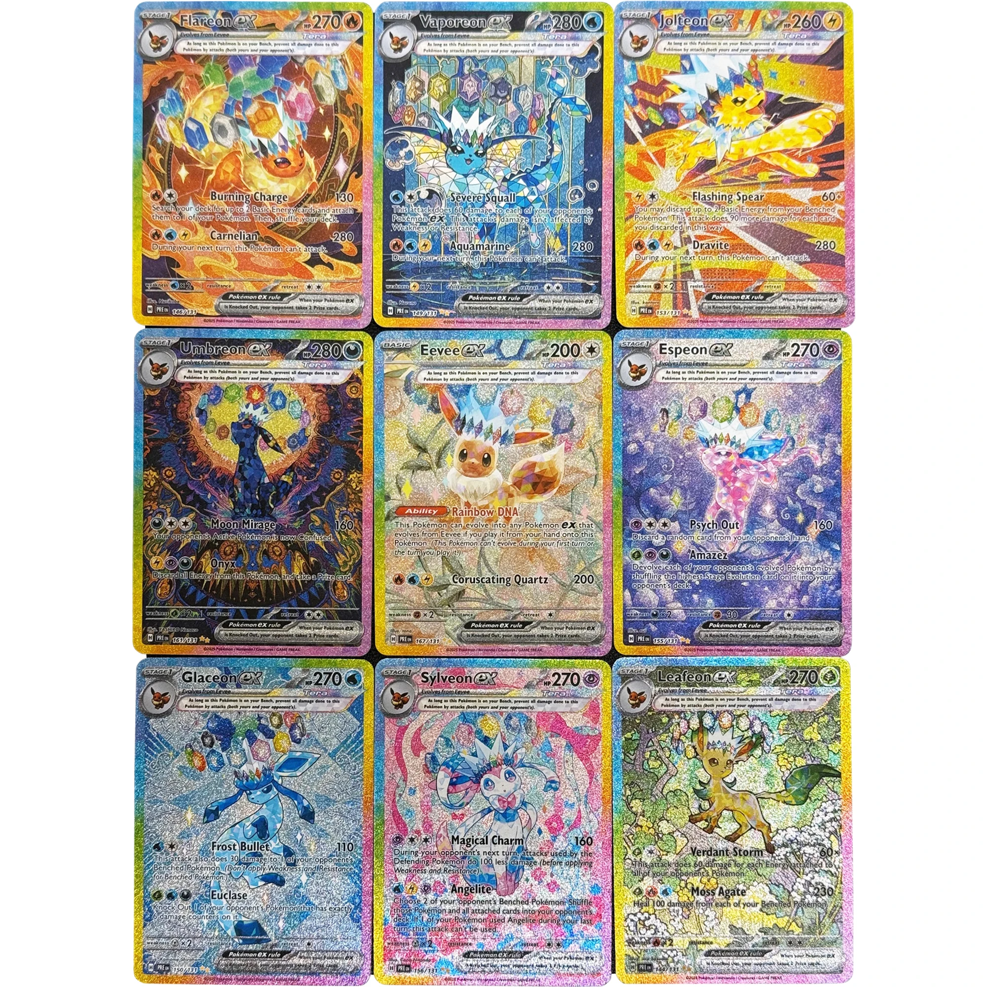 

9Pcs/set Ptcg Eeveelution Sv8A English Version Refraction Silver Sand Collection Card Umbreon Diy Self Made Anime Card Gift Toy