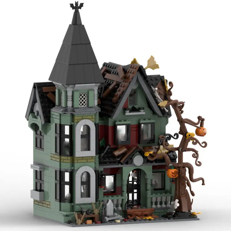 Spot small particle MOC medieval castle haunted house creative DIY gift toys puzzle ornaments