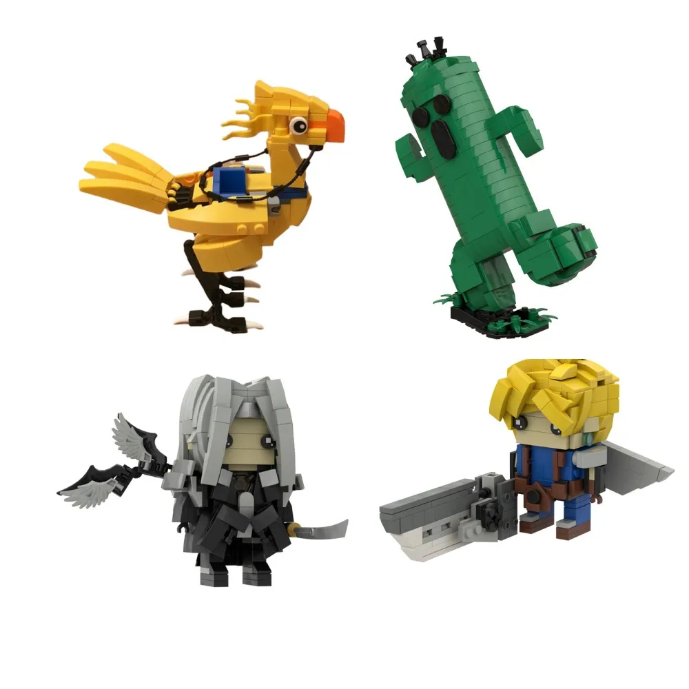 MOC Game Final Fantasied Birds Chocobos Brickheadzs Cloud Sephiroth Building Blocks Set Bricks Model Cactus Monster Kids Toys