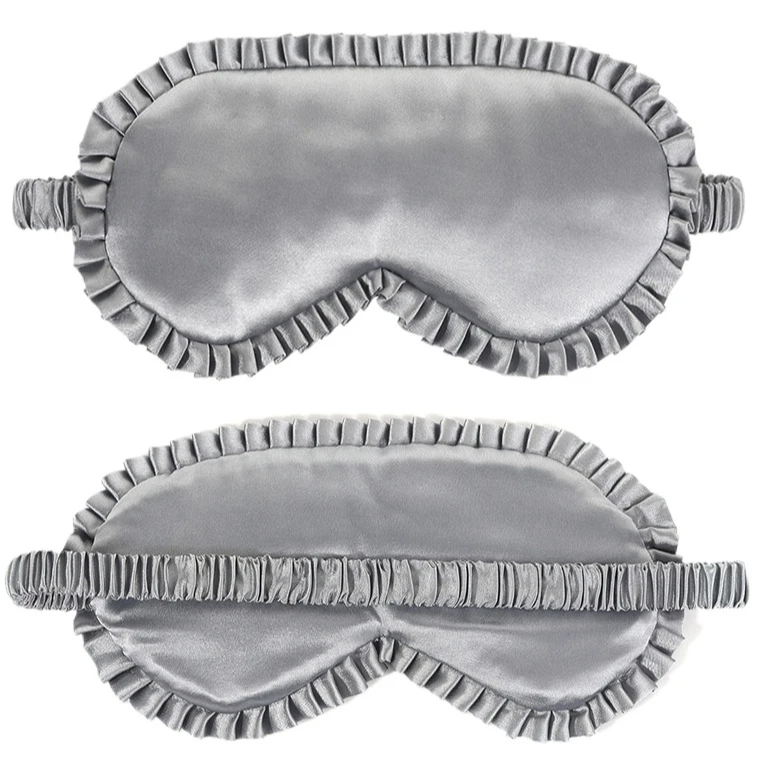 قناع عين حريري ممتاز مع شريط مطاطي للنوم والسفر |   مظلة عيون مزخرفة بالدانتيل، مقاومة للضوء، قابلة للتنفس ومضادة للشخير