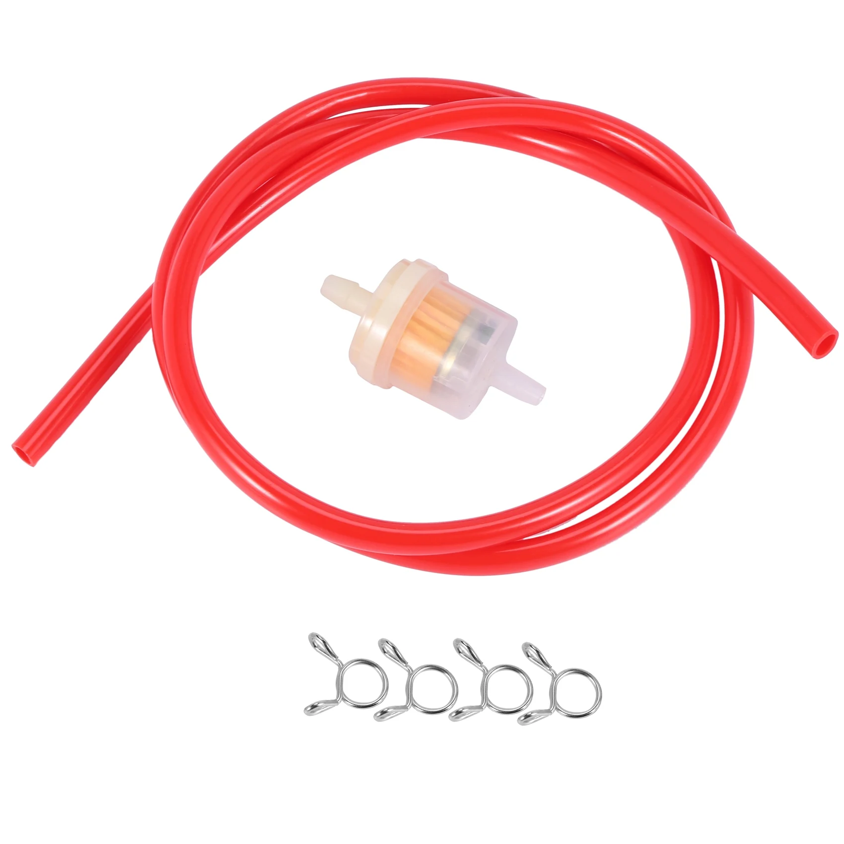 6mm gasoline Filter + Petrol Pipe Hose Line + 4 Clips Mini for Moto Scooter Dirt Bike red