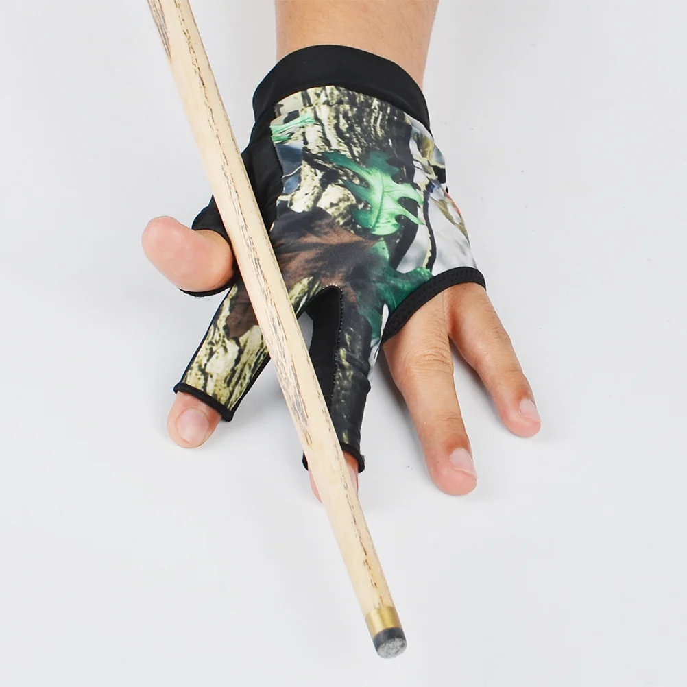 1 زوج 3 أصابع البلياردو قفاز المضادة للانزلاق السنوكر قفاز تنفس مطاطا المعصم صالح الرجال النساء المحمولة التمويه حجم L