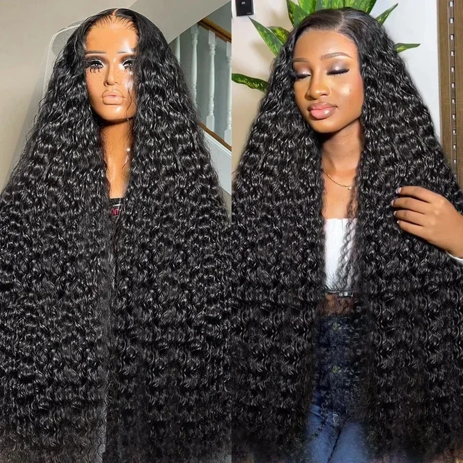 Perruque Lace Front Wig Naturelle Bouclée, Deep Wave, 13x6 HD, 13x4, Pré-Plumée, avec Baby Hair, 30 40 Pouces