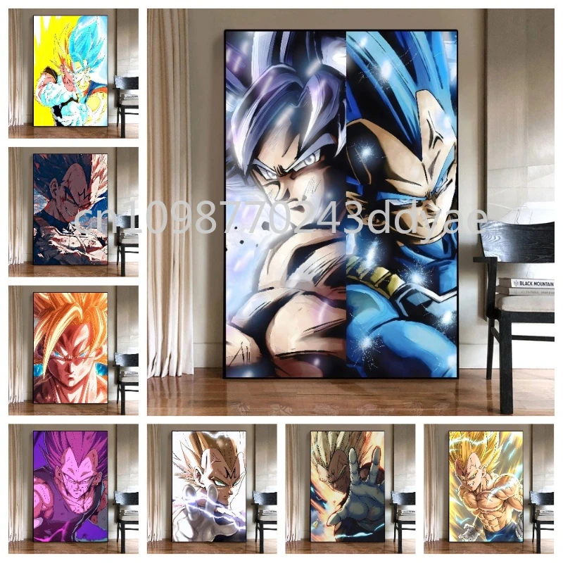 

Childhood Classic Dragon Ball Anime Goku Vegeta Poster Canvas Painting Suitable for Game Room Home Wall Decoration Painting
